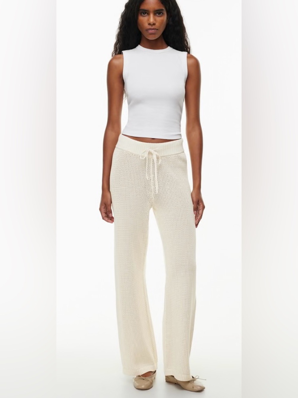 TNA Feliz Pant Mid-rise wide-leg knit pants - Picture 2 of 11